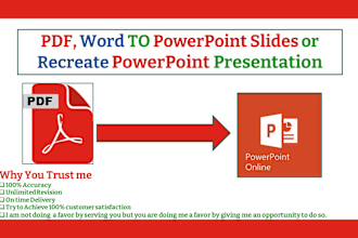 do pdf to powerpoint presentation, word, excel typing task