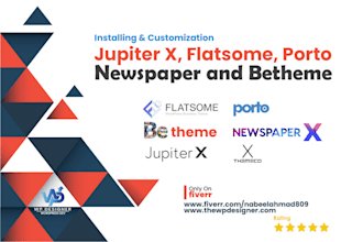 install, customize and design jupiter x, flatsome, newspaper, and betheme