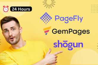 build shopify landing page, with pagefly, shogun or gempages