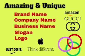 create a catchy business name logo and slogans