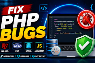 fix laravel, php, mysql, html, css, js bugs