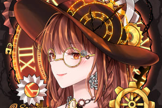 draw icon headshot of pretty, cute and cool character for profile picture