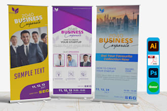 design roll up banner, stand banner, and pull up banner in 12 hours