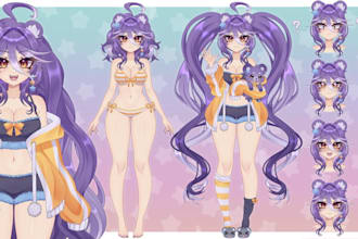 draw detailed vtuber anime character models for live2d