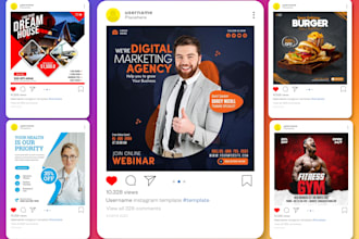 do real estate, restaurant, gym, medical social media post design