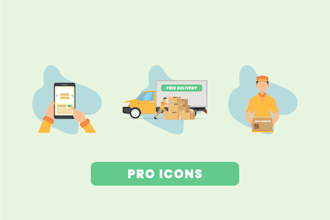 design unique flat and line icons for web and app