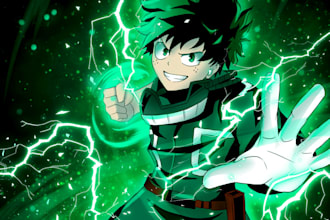 make action illustrations of anime, comics and games