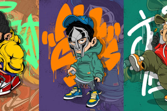 design a badass character illustration graffiti style