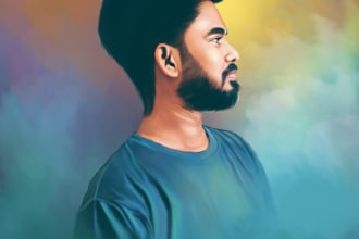 draw realistic digital oil painting from your photo