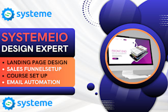 build high converting systemeio funnel landing page and systeme io course setup