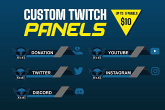 design up to 8 custom twitch panels for game streamers