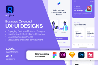 design mobile app UI UX for android and ios in figma, xd, invision