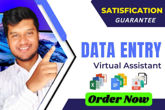 do excel data entry, virtual assistant, file conversion, typing