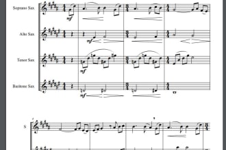 transcribe any song to sheet music for sax quartet