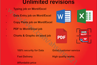 data enty, pdf to word or excel and copy paste work