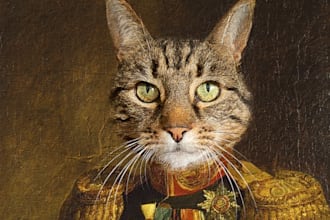 create a custom pet portrait, dog portrait cat portrait