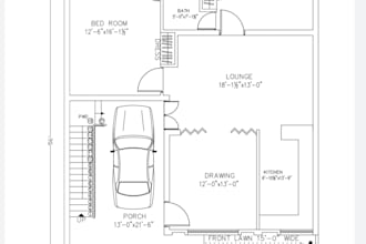 create 2d house plan, in dwg and pdf format