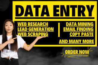 do data entry jobs, web research, copy paste, scraping, typing, lead generation