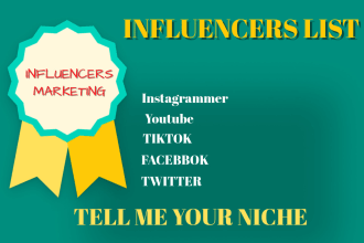 find instagramer ,tiktoker and youtuber influncers list