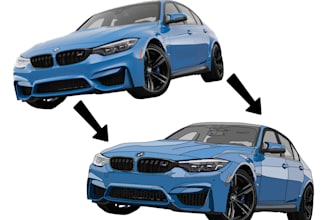 draw a custom digital drawing of a car