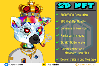 make custom 2k 5k 10k 2d nft art collections for you