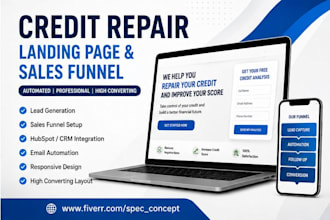 design a credit repair landing page and sales funnel