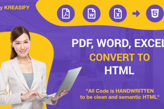 convert pdf word excel document into HTML perfectly