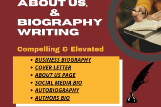 write your biography, autobiography cover letter or about us page