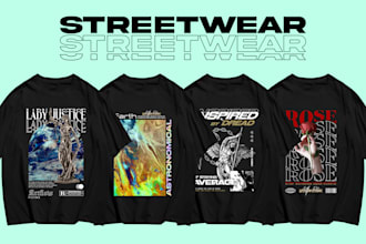 create trendy streetwear typography t shirt design in 24hrs