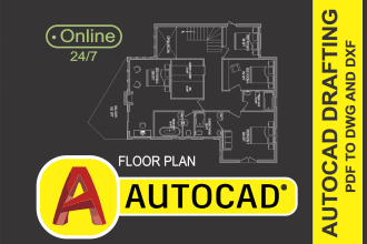 do autocad drafting and convert PDF to dwg and dxf