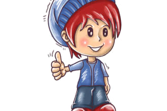 a cute chibi character illustration in crayon color style