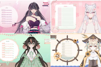 design cute vtuber stream overlays, screens, and panels