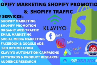 do shopify marketing, klaviyo sales funnel and facebook marketing