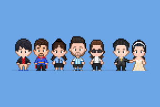 draw yourself, your oc, anime chars, in cute pixel art