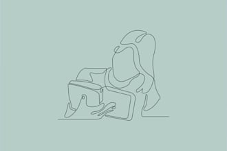 abstract minimal woman face continuous line art