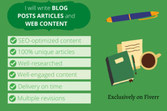 write SEO friendly web content, blog posts, and articles