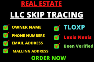 provide llc business names skip tracing