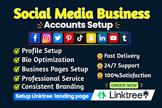 create social media accounts and setup linktree bio link landing page