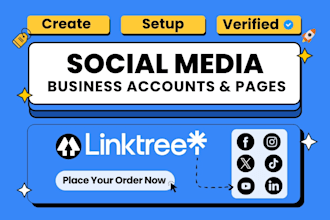 create social media business pages and linktree bio link landing page