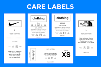 design custom laundry instructions, clothing care labels, hang tags