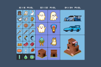 create pixel art design, icon, item game, character