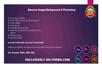 do photoshop edits, remove background, face swap, image resize professionally