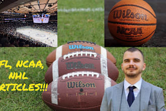 write ncaa, NFL, and nhl articles