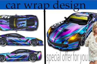 create design realistic car wrap ,bike wrap, airplane wrap and any vehicle wrap