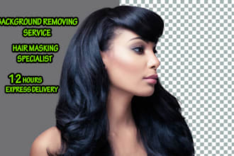 do hair masking, transparent background, cutout object