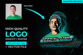create awesome gaming logo for streamer with your cartoon