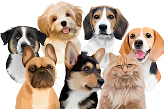 draw your pet portrait into vector art in 24 hours