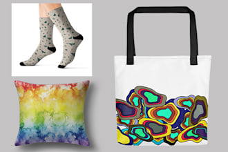 design custom trendy socks, tote bags and pillow