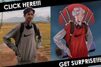 draw anime portrait with custom weapon and outfit