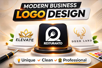 modern minimalist logo design, with complete branding kit and brand identity